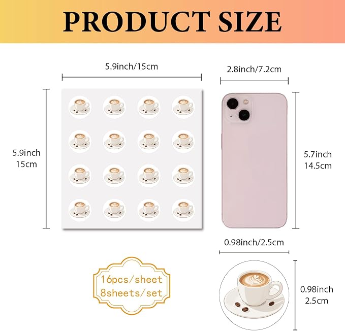 CREATCABIN 128Pcs Coffee Stickers - Image 2