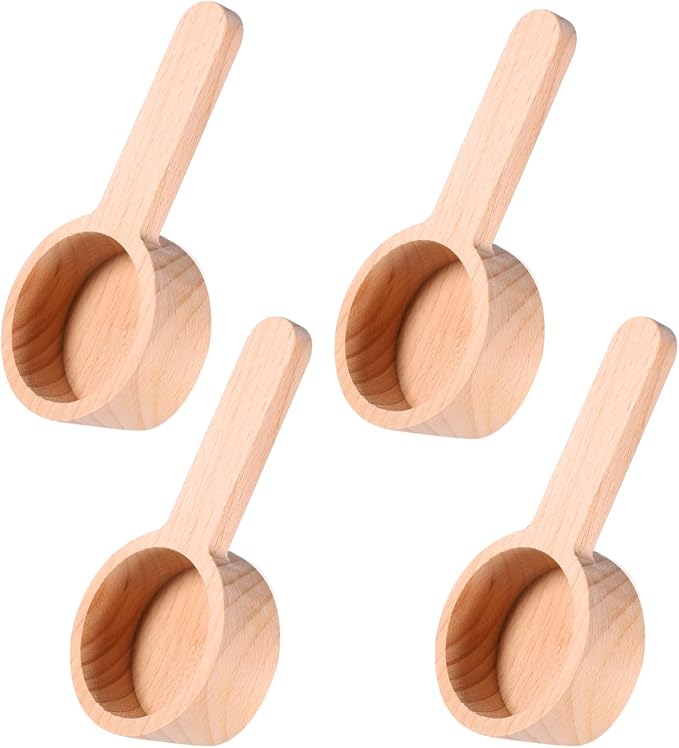 4 PCS Wooden Measuring Spoons Coffee Wooden Scoop by Unknown