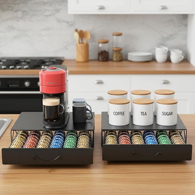 HFHOME Coffee Pod Drawer, 48 Vertuoline Coffee Pods Holder, Pods Storage Drawer - Image 5