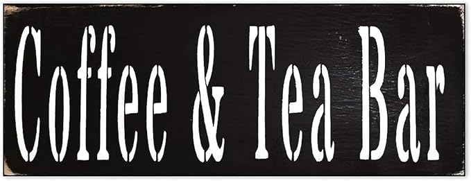 Rustic Coffee and Tea Bar Metal Sign, 4 x 16 Inches, Kitchen Wall Decor by Unknown