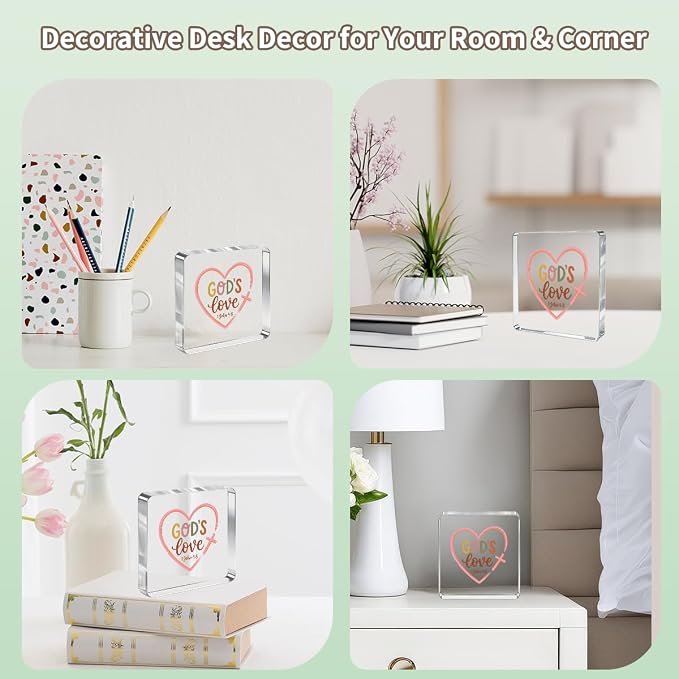 Christian Gifts for Women Desk Decor, Inspirational Religious Decor Acrylic Sign - Image 5