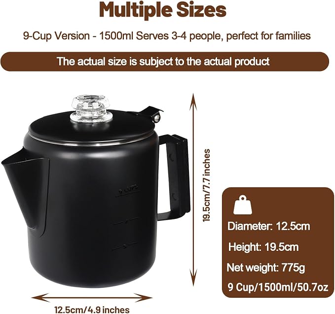 9 Cup Percolator 304 Stainless Steel Coffee Pot Coffee Maker Coffee Machine - Image 2