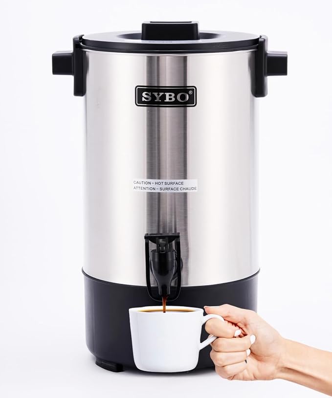 SYBO Commercial Grade Stainless Steel Percolate Coffee Maker, Hot Water Urn by Sybo