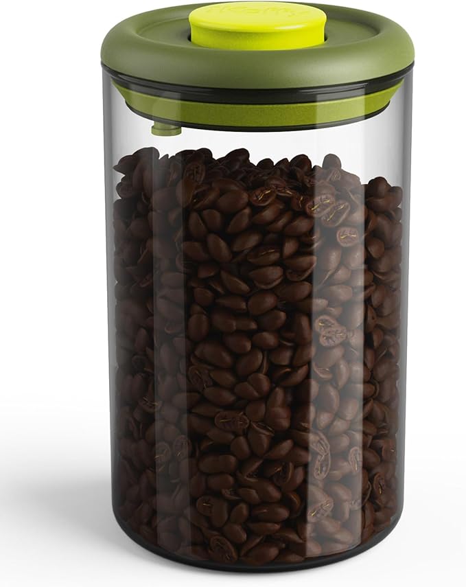 Airtight Coffee Canister – One-Way CO₂ Valve, UV Protection, 3X Thicker Glass by iKoffy