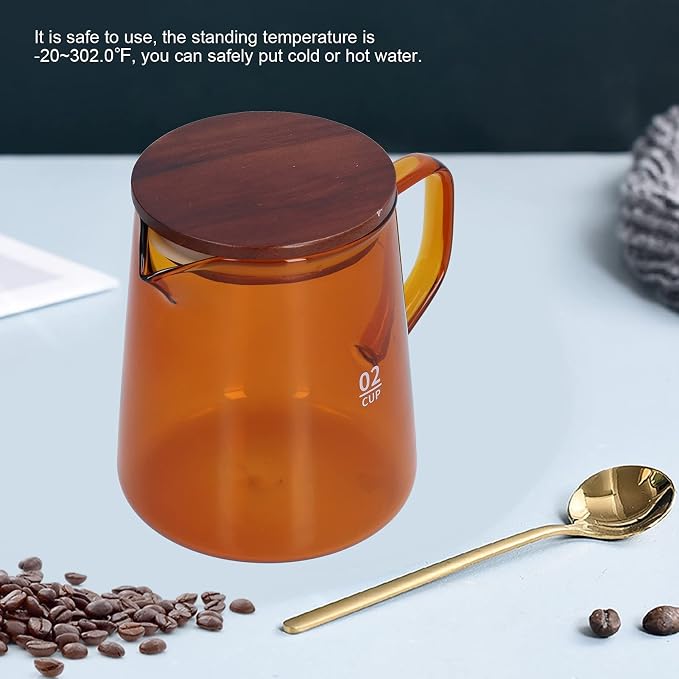 Small Glass Carafe, 16.9oz Glass Coffee Server Manual Pour over Coffee Beaker - Image 2