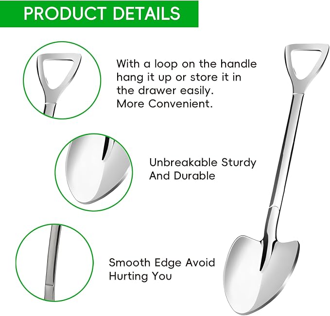 10 Pack silver Shovel Shape Demitasse Espresso Spoons, which can be used - Image 3