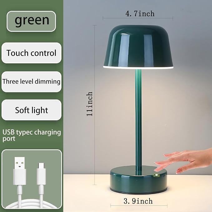 Rechargeable Table Lamp Cordless, Portable Mushroom Table Lamp - Image 4