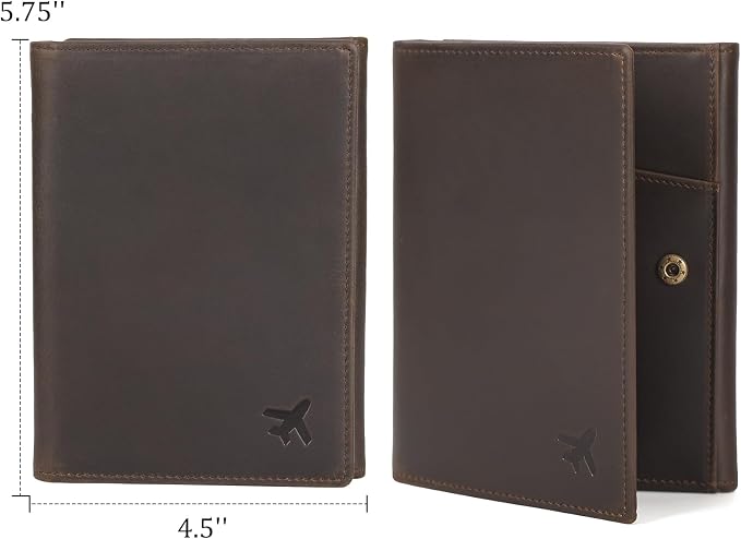 Polare Full Grain Leather Pilot Wallet Passport Holder RFID Blocking Tri-fold - Image 4