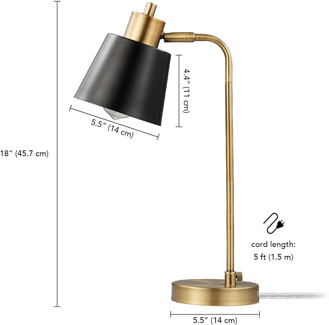 Globe Electric 61000055 18" Desk Lamp, Matte Brass Finish, Adjustable Pivot - Image 8