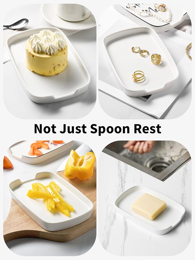 ABRUTY Spoon Rest for Stove Top, Ceramic Spoon Holder for Counter, Modern - Image 4