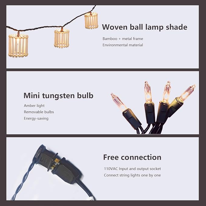 Outdoor-String-Lights-Waterproof, Bamboo Lantern String Lights - Image 3