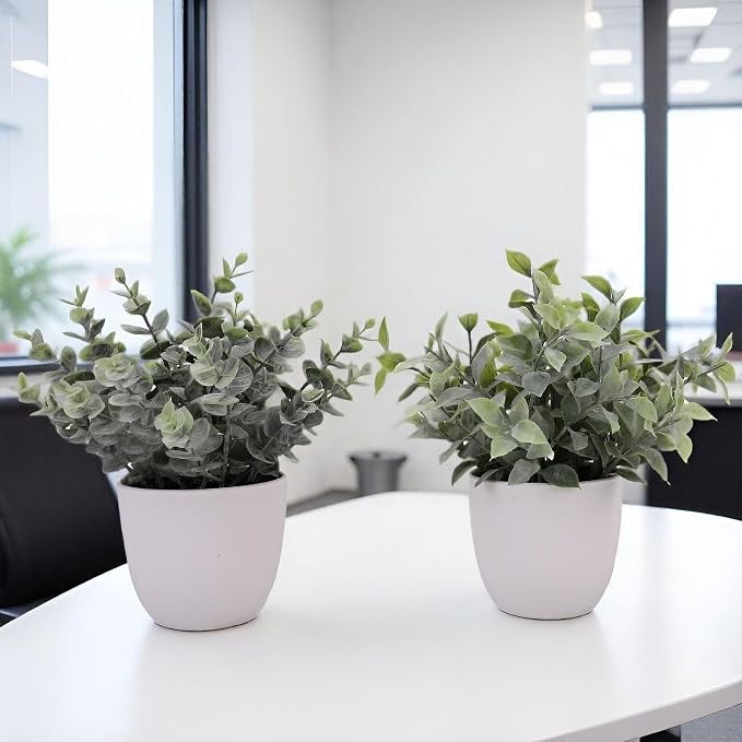 Artificial Plants Decoration Norfolk Potted Faux Fake Eucalyptus mini Cute sage - Image 6