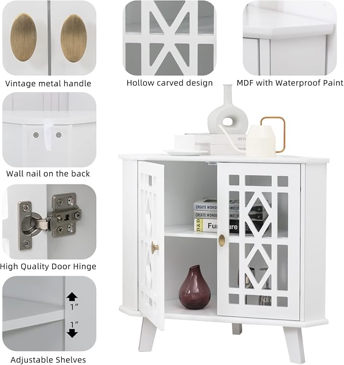 Scurrty Small Corner Table, Free-Standing Shelf Stand Storage Organizer - Image 7