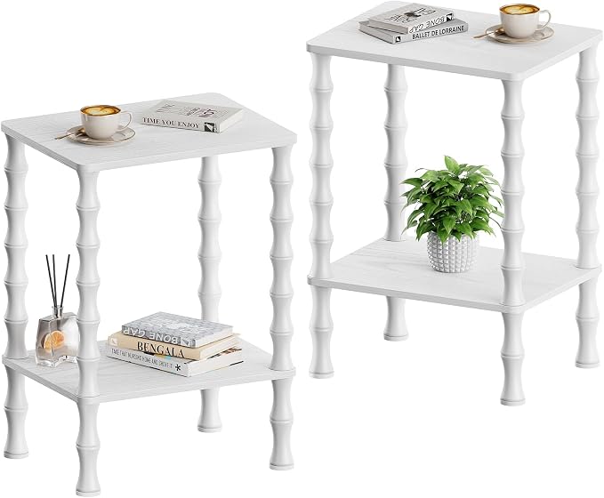 Vintage Small Side Table, 21.9 Inch Living Room End Table, 2-Tier Coffee Table by MOZUME