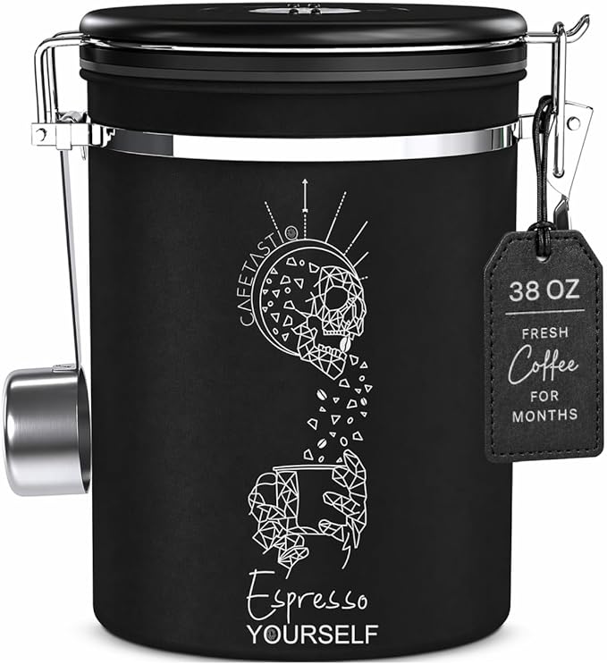 Large Coffee Canister – Airtight Stainless Steel Storage Container by CafetastiQ