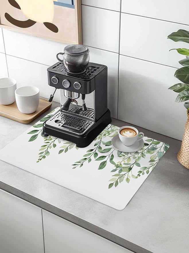 Rat Tailings Coffee Mat Green Plants Leaf Farmhouse Absorbent Bar Mat - Image 2