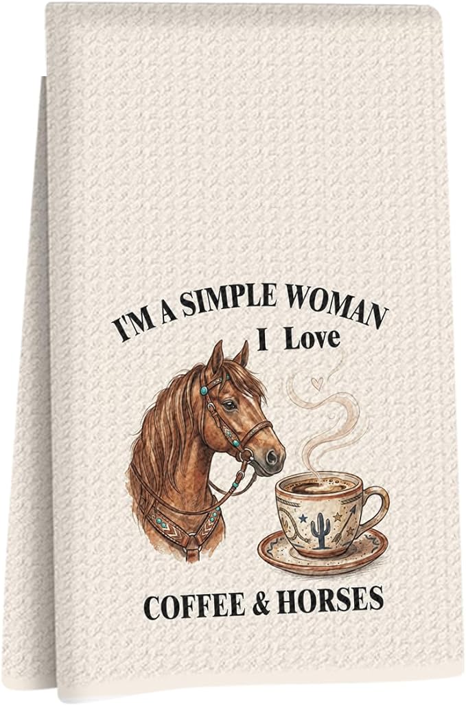 Funny Coffee & Horses Kitchen Towels 24x14 Inch, Western Horse Coffee Quote by Unknown