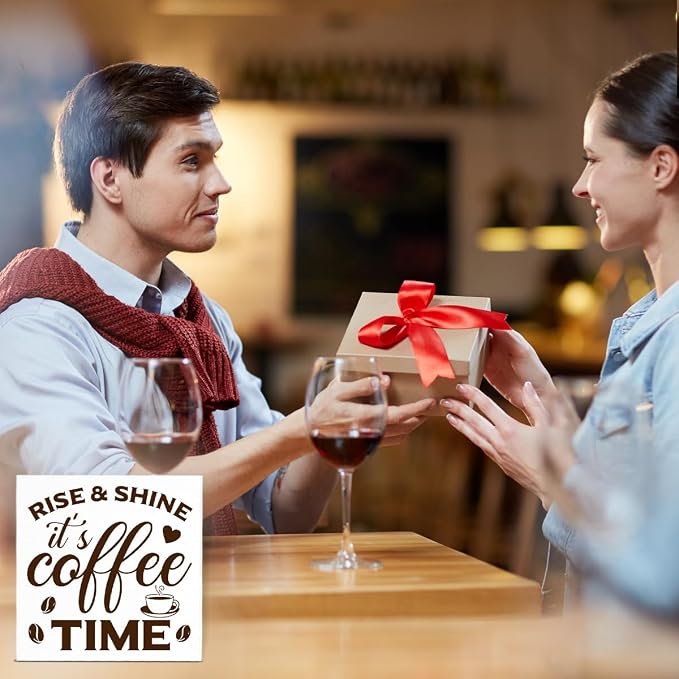 Coffee Bar Decor, Farmhouse Cafe Wooden Sign, Rise & Shine It's Coffee Time - Image 7