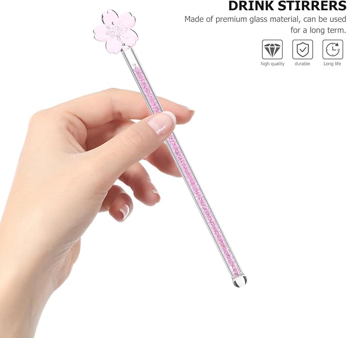 KALLORY 1pc Flower Design Glass Stirring Rod Muddler - Image 4
