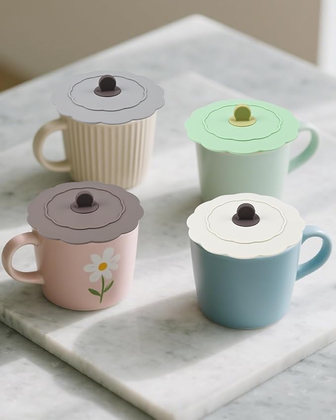 4 Pcs Silicone Cup Covers with Straw Hole, Reusable Mug Cover, Anti-Dust Cup - Image 8