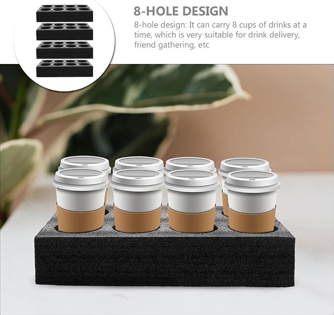 Garneck 4pcs Takeout Cup Holders Foam 8 Cup Milk Tea Cup Holder Takeout Coffee - Image 6