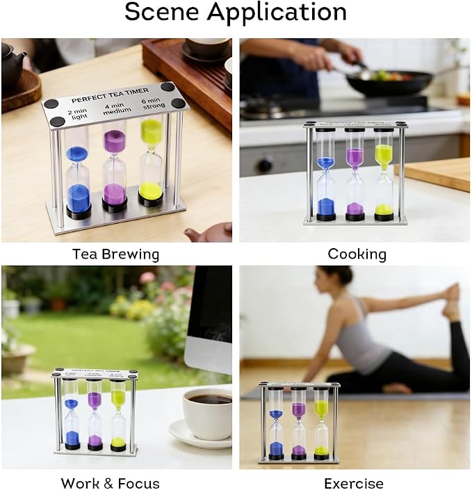 Lily's Home 3.5" Tall 3-in-1 Perfect Tea Timer, Includes 2, and 6 Minute Sand - Image 7