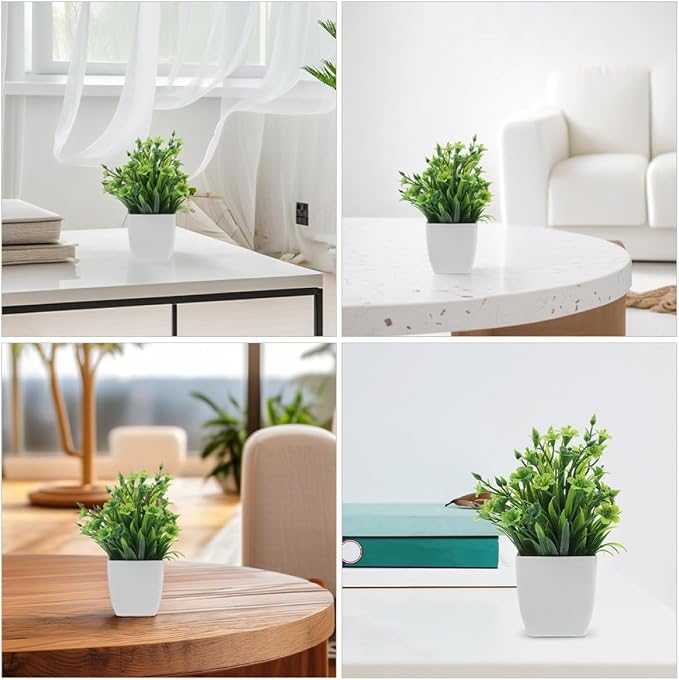 3pcs Realistic Small Potted Artificial Plants Set, Faux Greenery - Image 3