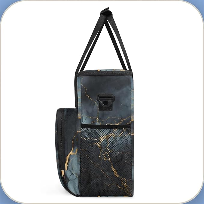Black Marble Coffee Maker Carring Bag, Large Insulated Storage Organizer Case - Image 4