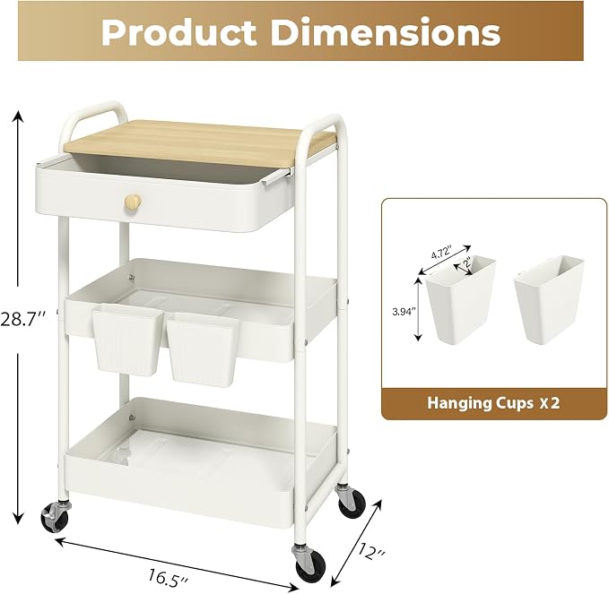 danpinera 3 Tier Rolling Cart - Image 2
