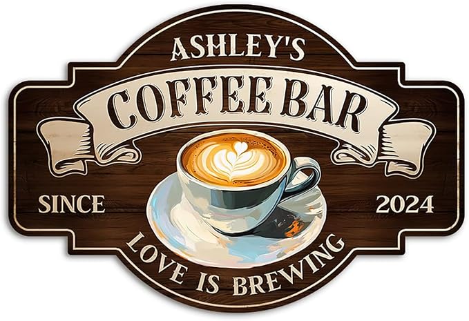THUYPT Personalized Coffee Sign, Coffee Wooden Sign Plaque Wall Hanging Coffee by Thuypt