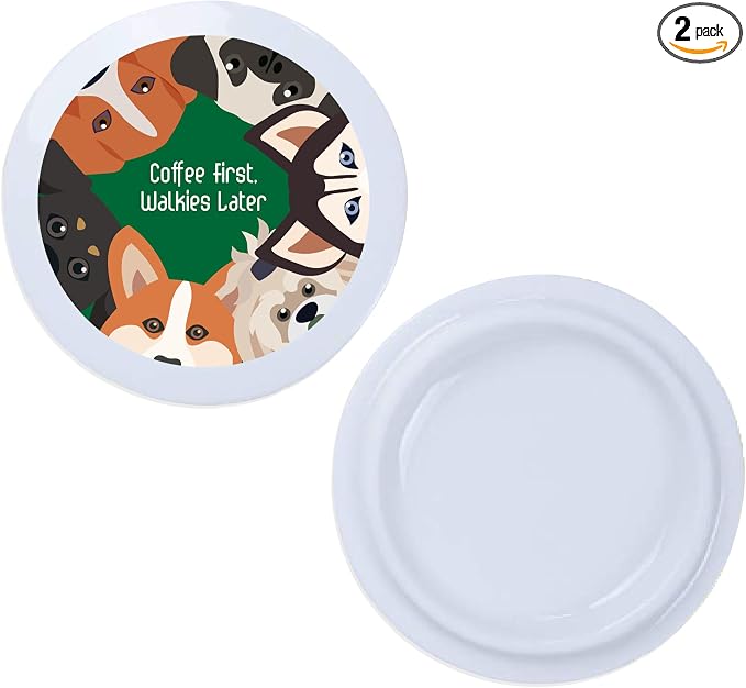 2Pcs Reusable Mug Lids for Ceramic Mugs, 11oz White Ceramic Cup Lid, Drink by PRINTSUPREMACY