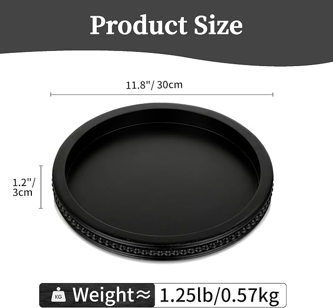 Hanobe Decorative Serving Tray Wood: Black Bead Round Tray - Image 5
