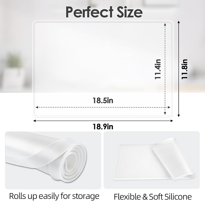 Silicone Coffee Maker Mat with Lip, 18.9'' x 11.8'' Heavy Duty Coffee Maker Mat - Image 2
