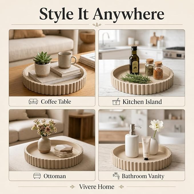 11-Inch Concrete Round Tray Home Decor - Image 3