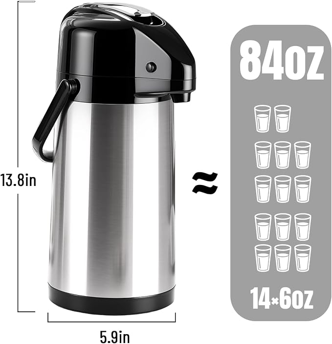Upgraded Airpot Coffee Carafe - 84oz/2.5L Coffee Carafe - Image 7