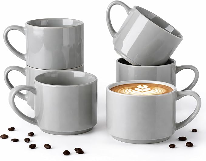 GBhome 14 OZ Coffee Mugs Set of 6, Stackable Ceramic Mugs by GBhome