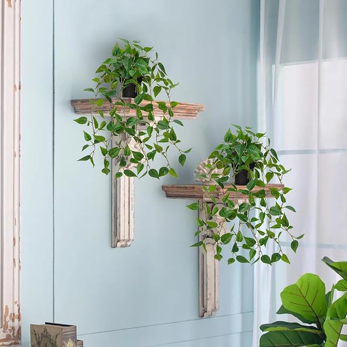 2 Pack Fake Hanging Plants for Shelf in Back Pot, Small Artificial Hanging Ivy - Image 4