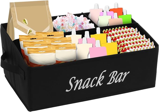 Snack Organizer for Countertop, 6 Compartment Snack Bin, Portable Snack Bar - Image 8