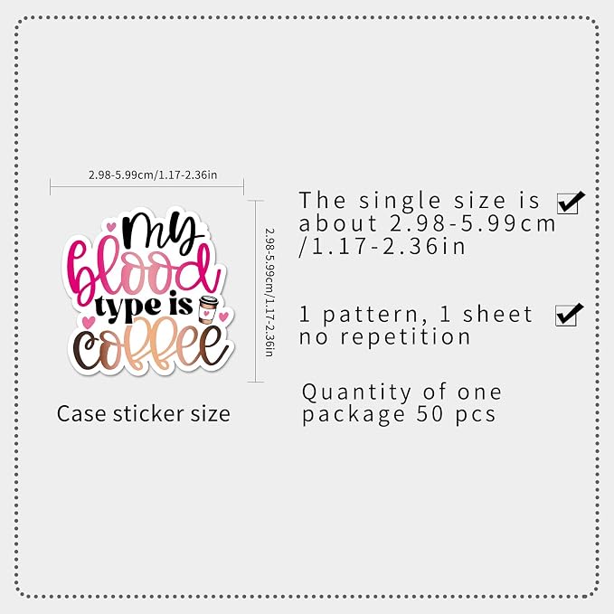 50pcs Aesthetic Coffee Time Stickers - Image 4