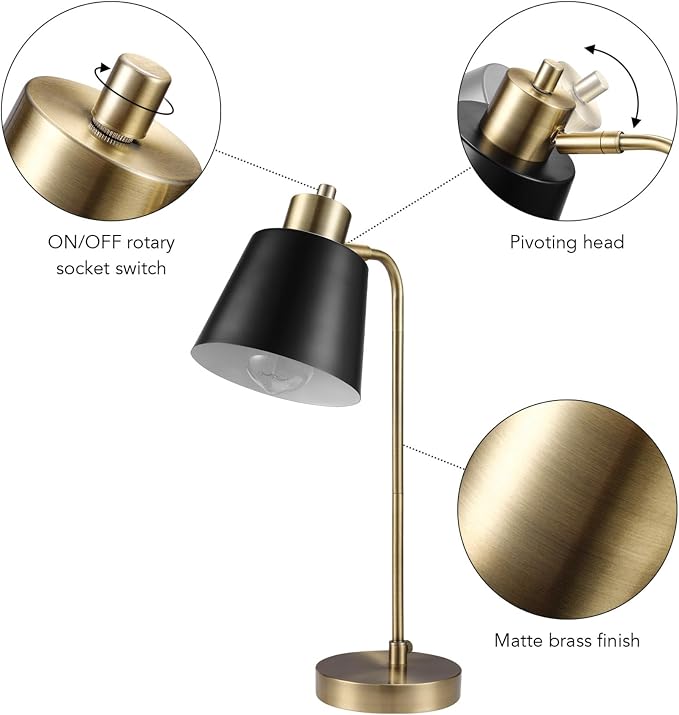 Globe Electric 61000055 18" Desk Lamp, Matte Brass Finish, Adjustable Pivot - Image 5