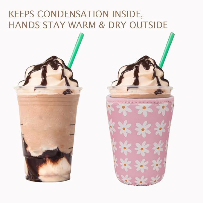 Reusable Insulated Neoprene Iced Coffee Cup Sleeve, Durable Drink Sleeve - Image 6