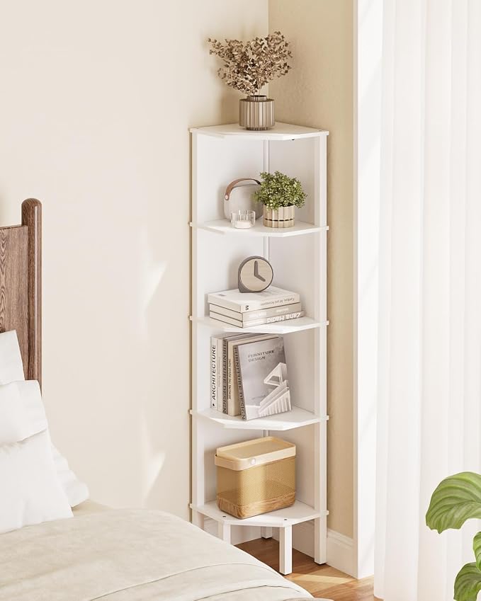 Corner Shelf, 5 Tier Corner Bookshelf, Display Corner Shelf Stand - Image 4