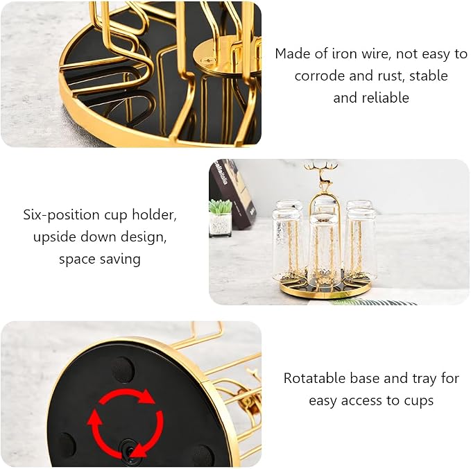 Rotating Bottle Drying Rack, Light Luxury Non-Slip Glass Cup Drying Holder - Image 4