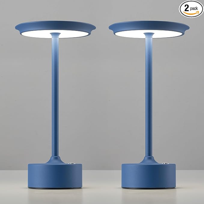 PUSU Rechargeable Table Lamps Set of 2, Stepless Dimming & 3 Color 2700K-6000K by PUSU