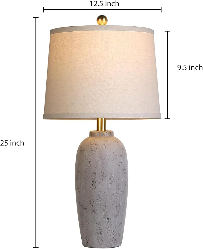 25“ Jar Table Lamps Set of 2, Ceramic Bedside Lamps - Image 6