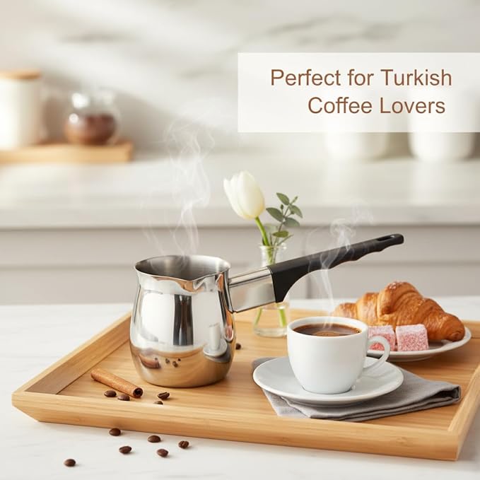 Fino Turkish Warmer Coffee Pot, Professional Quality 18/8 Stainless Steel - Image 2