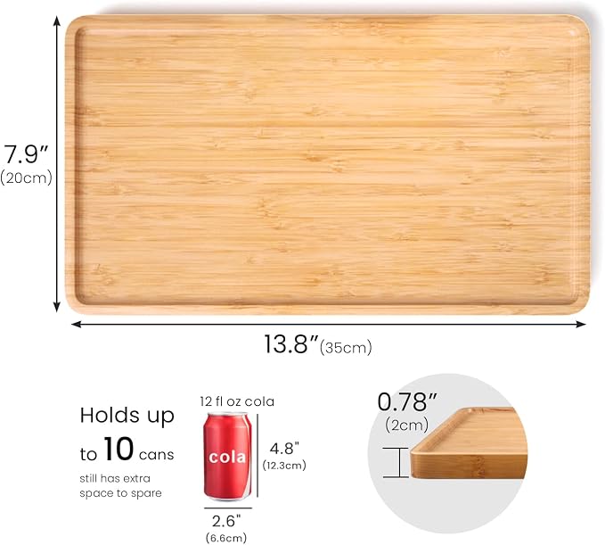 VERTORGAN Bamboo Serving Tray, 13.8x7.9 Inch Decorative Trays Platter - Image 5