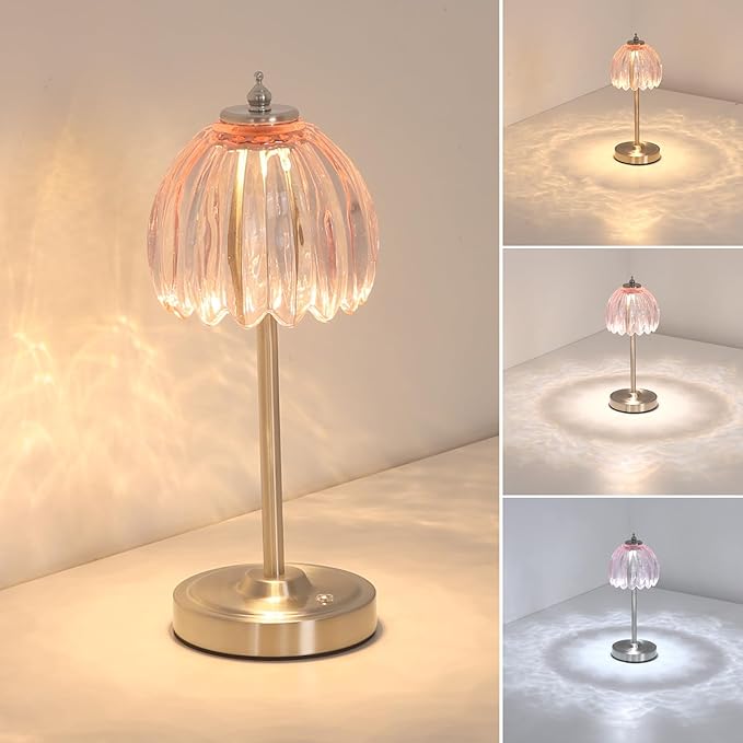 Shenmoyl Tulip Table Lamp with 5200mAh Battery & Touch Control, Cordless Small by Shenmoyl