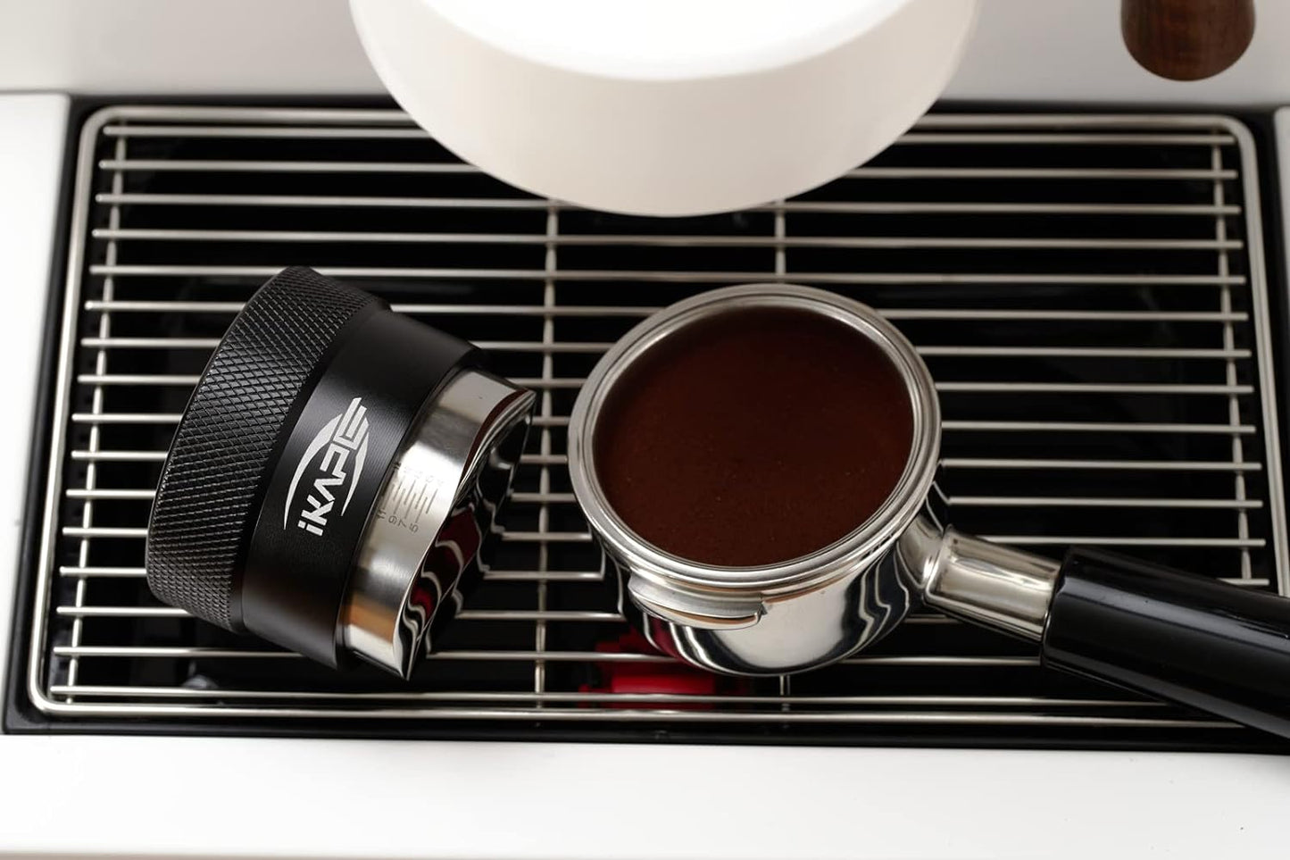 IKAPE Coffee Products, 51MM Coffee Distributor, Gravity Adaptive Espresso Distributor Fits All 51MM Espresso Portafilter, Compatible with 51MM Delonghi Bottomless Portafilter (Black)