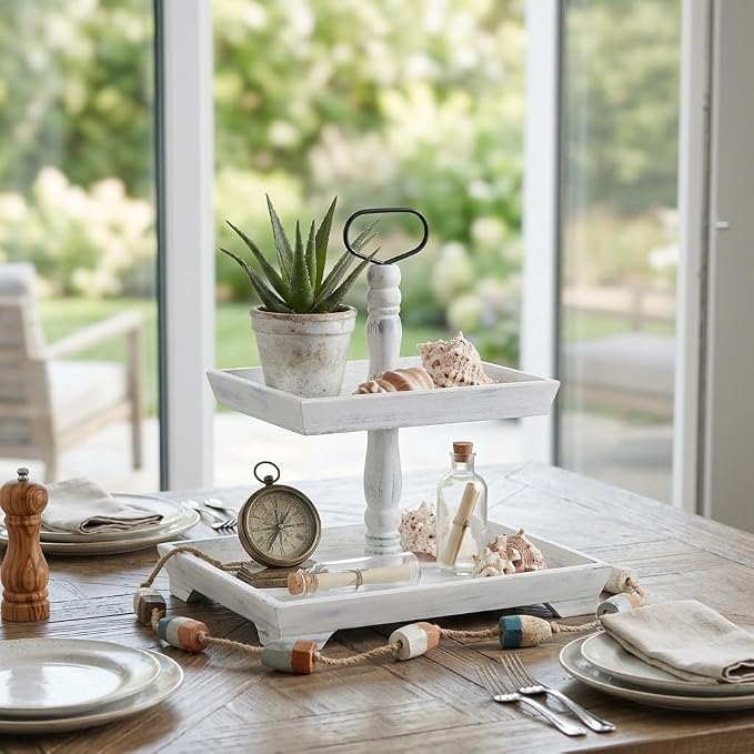 Hanobe 2 Tiered Decorative Tray Stand - Image 4